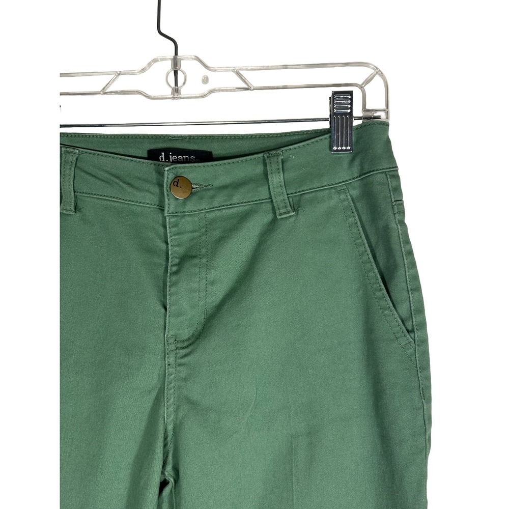 D.Jeans Womens Green Cropped Cuffed Pants Size 4 Stretch Twill Mid Rise 5-Pocket - Picture 2 of 6